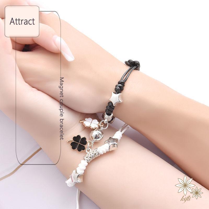 【Kifli】 Set 2 vòng tay nam châm dạ cho cặp đôi
