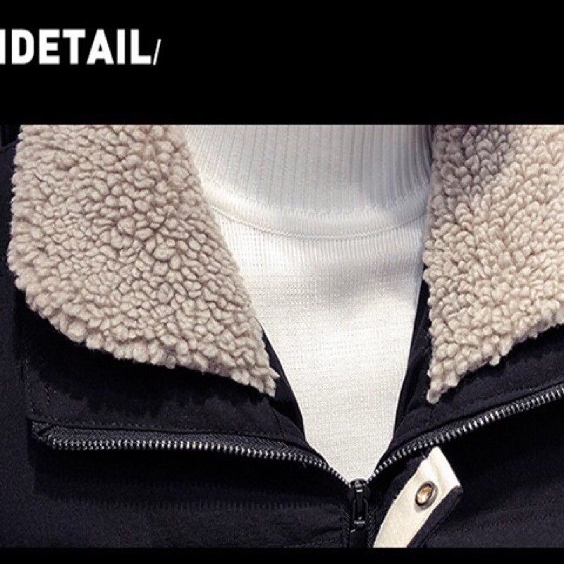 Áo phao nam cổ lông cừu hàng NK QUẢNG CHÂU CAO CẤP