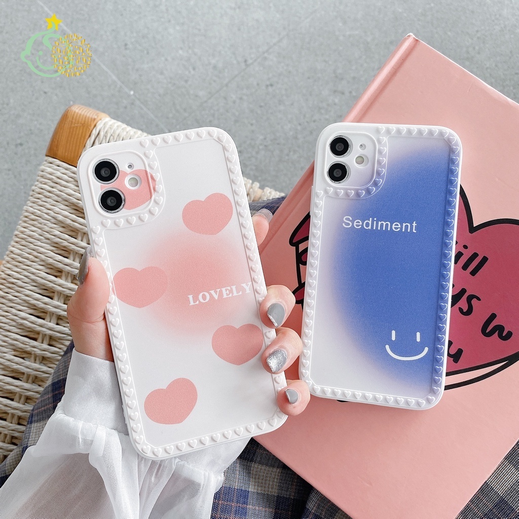 Ốp điện thoại silicon mềm viền họa tiết trái tim 3D chống bám vân tay cho iPhone X XS XR XS Max