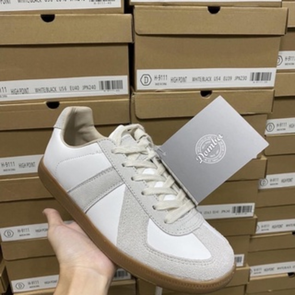 Giày Domba Germany Trainer Trắng-Xám nhạt (White - Light Grey) GT-8123 Nam Nữ  - Phối Đồ Đa Dạng (Váy, Crotop, Quần Jean