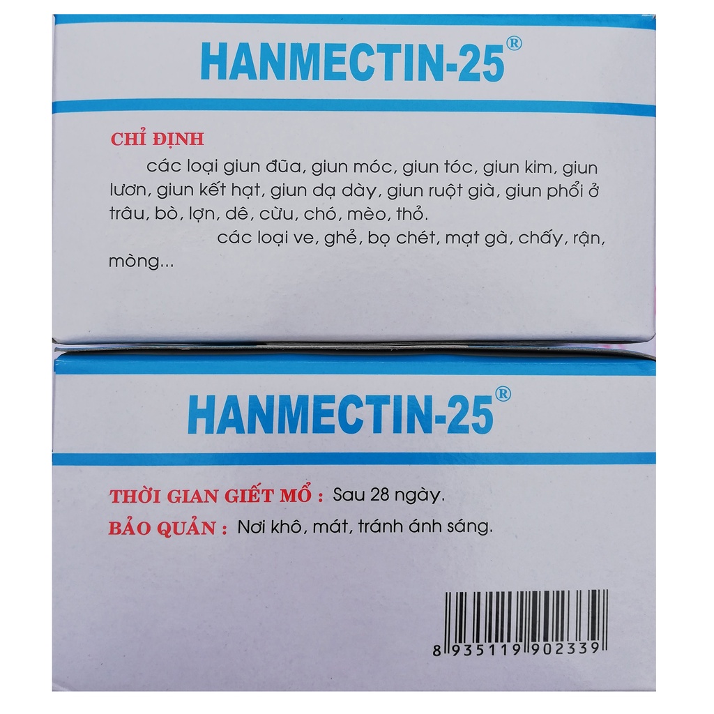 5 lọ Hanmectin 25   10ml Hàng việt nam dùng tốt cho trâu, bò, lợn, dê, cừu, chó, mèo, thỏ