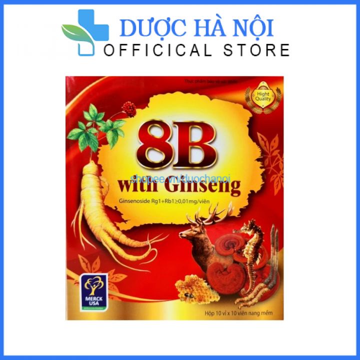 Vitamin tổng hợp 8B with Ginseng, bồi bổ sức khỏe, tăng cường thể lực Hộp 10 vỉ 10 viên nang mềm