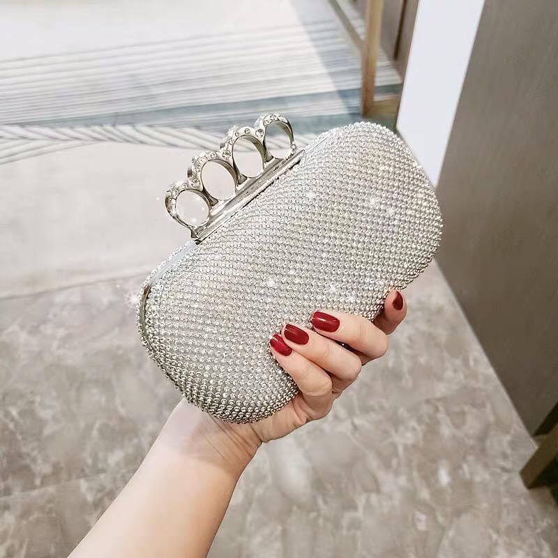 ví cầm tay- cốp đas-clutch đá vương miện xỏ ngón đi tiệc cao cấp, sang chảnh