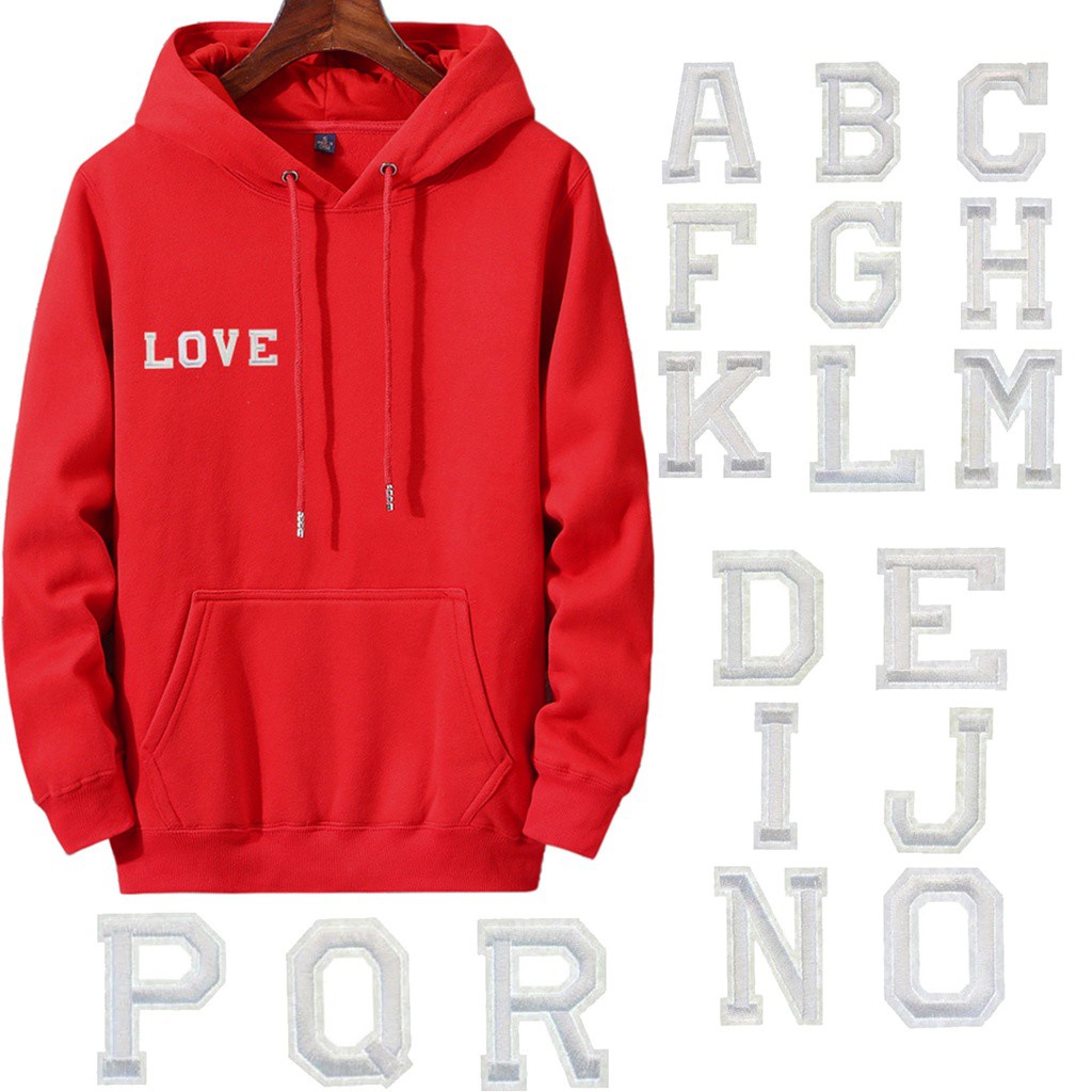 Miếng Dán Quần Jean Thêu Chữ Cái A-Z Màu Trắng Trang Trí Áo / Quần Jean 81