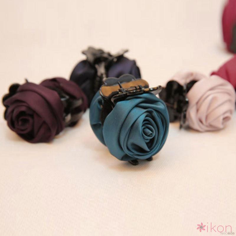 ✨Ikon Kẹp tóc đính hoa hồng vải phong cách Hàn Quốc