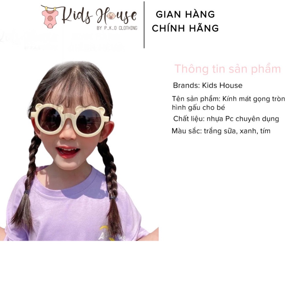 Kính mát gọng tròn hình gấu chống tia uv cho bé