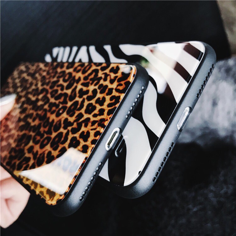 Ốp iphone kính hình báo đốm ngựa vằn cho iphone 6 s plus 7 8 plus Xr X s max 11 11 pro max 12 mini 12 pro max