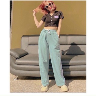Set Quần Suông + Crop V Logo