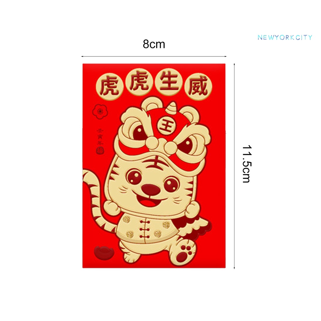 Set 12 túi đựng tiền giấy họa tiết hổ dễ thương cho lễ hội năm mới 2022