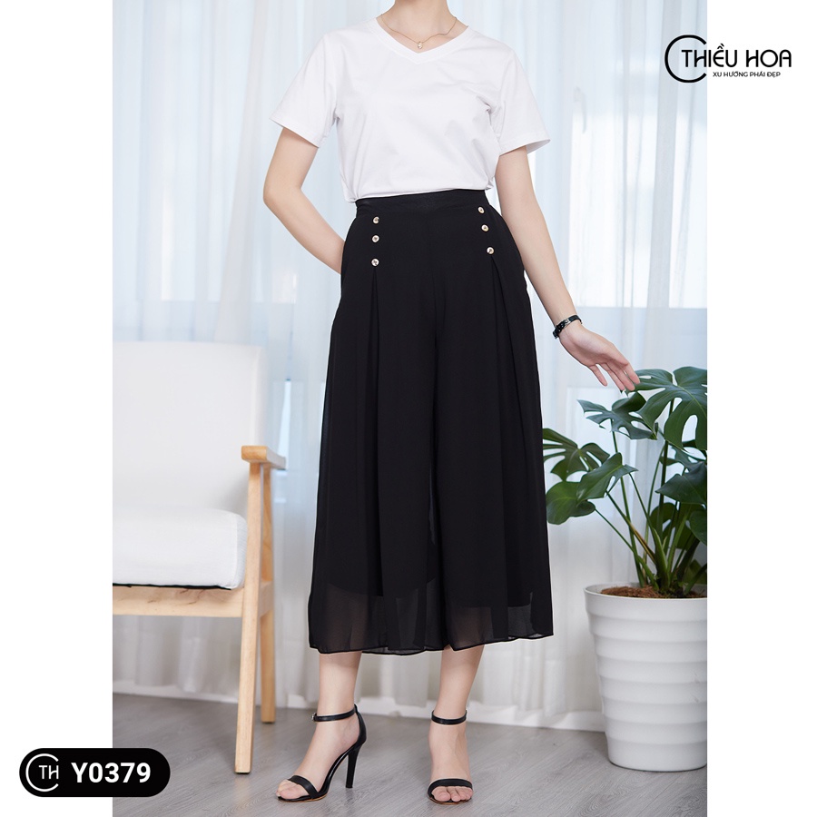 Quần Nữ Trung Niên Chất liệu Chiffon cao cấp thiết kế sang trọng quý phái dễ phối đồ THIỀU HOA QD1Y0379
