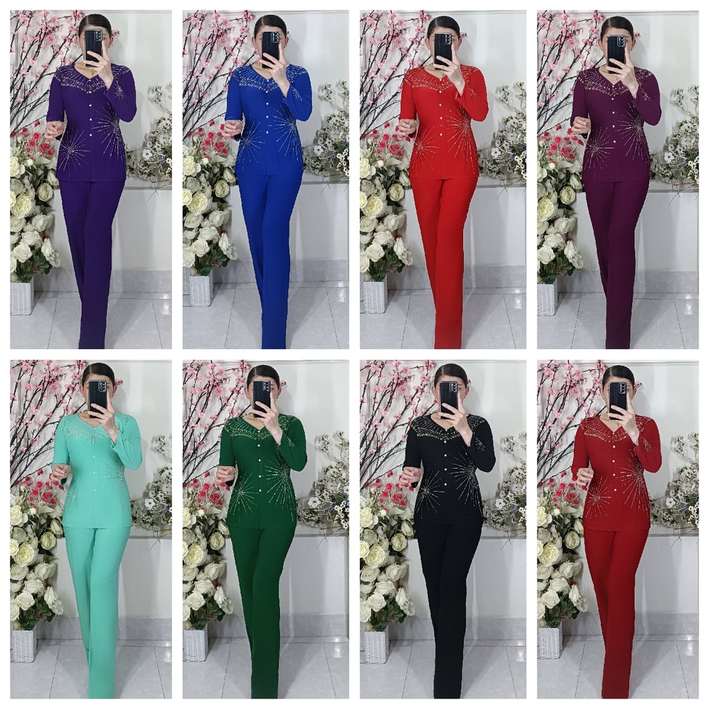 Bộ Bà Ba Ép Đá Ống Suôn - Mã SUN