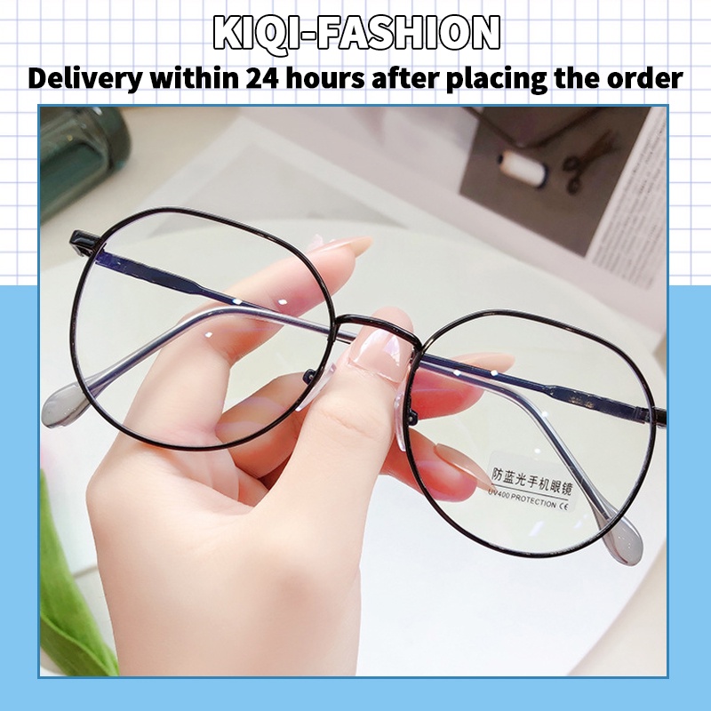 (KIQI-FASHION) COD Kính Chống Bức Xạ Gọng Kim Loại Phong Cách Hàn Quốc Mới Cho Nam Và Nữ