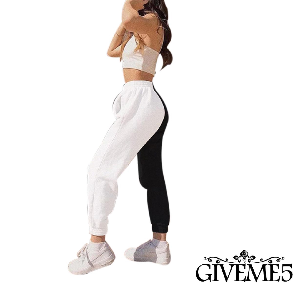 Quần dài lưng cao màu tương phản thời trang dành cho nữ