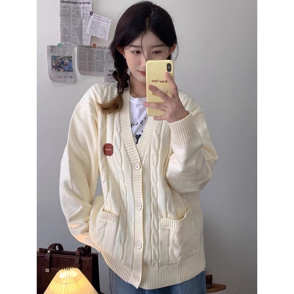 Áo khoác cardigan trơn bazic, áo khoác len cho mùa thu đông