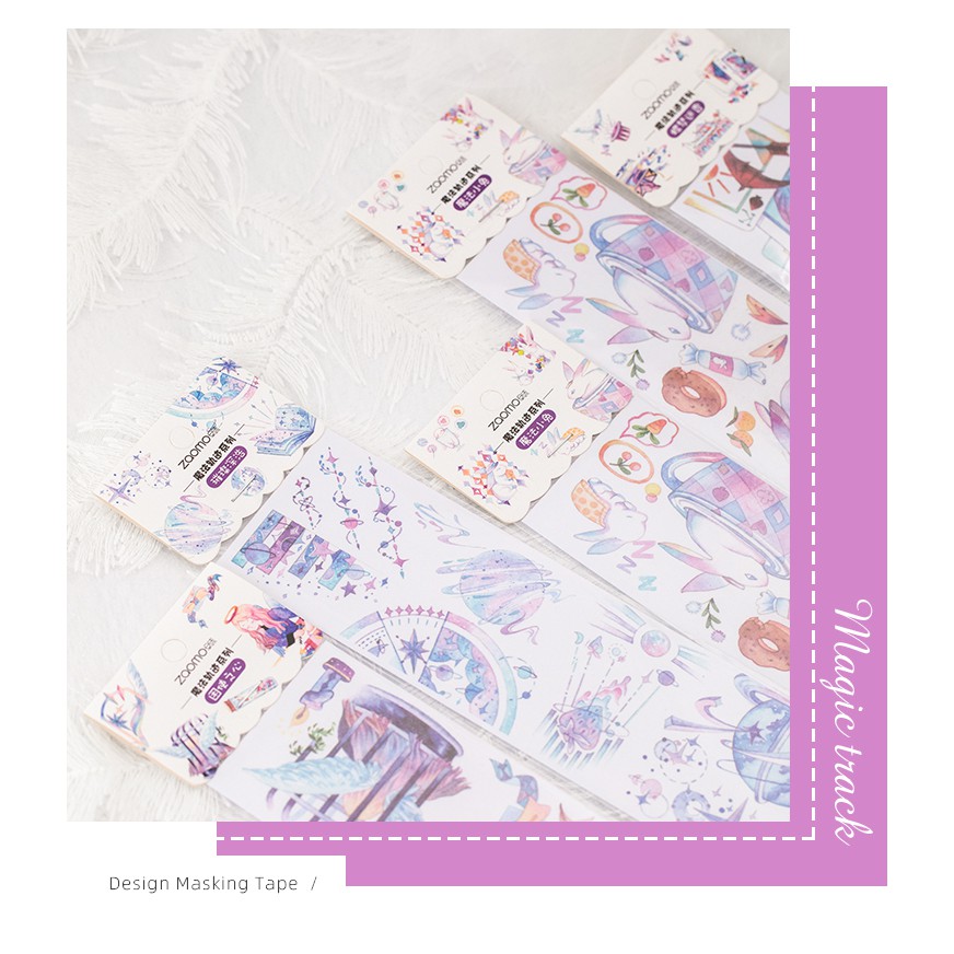 Dải Sticker Xanh Pastel - Dải băng dính hình thù thế giới ma thuật