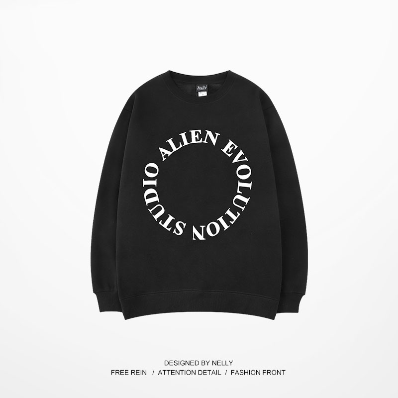 Áo sweater Nelly nỉ lót lông in hình "ALIEN EVOLUTION STUDIO" áo nỉ