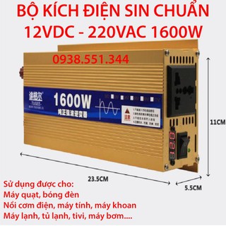 Inverter đổi điện 12v - 220v sine chuẩn 1600w