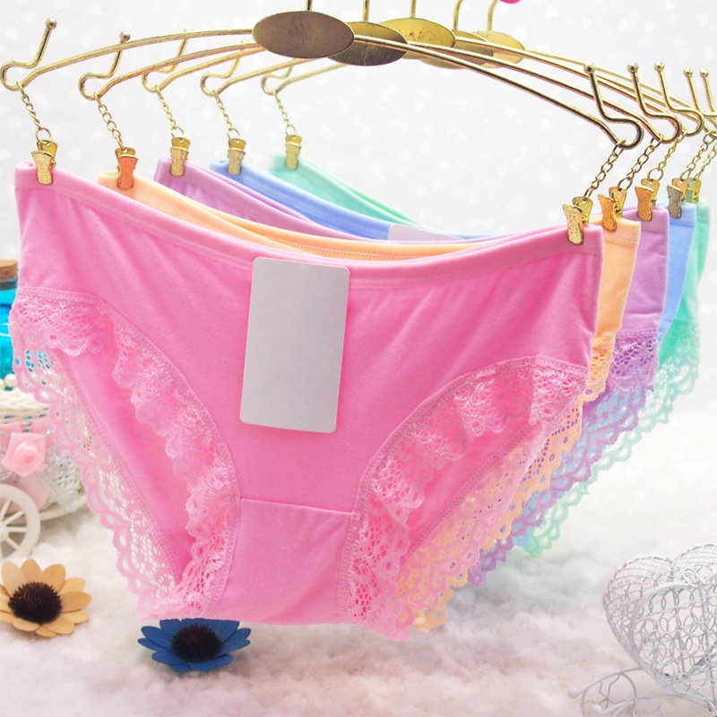 Quần lót cotton Varsbaby n006 thoáng mát êm ái viền ren quyến rũ cho nữ