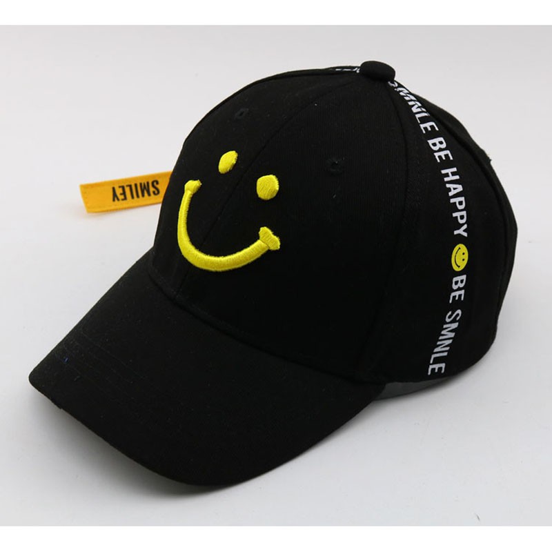 Mũ lưỡi trai thêu hình mặt cười thời trang cho trẻ em