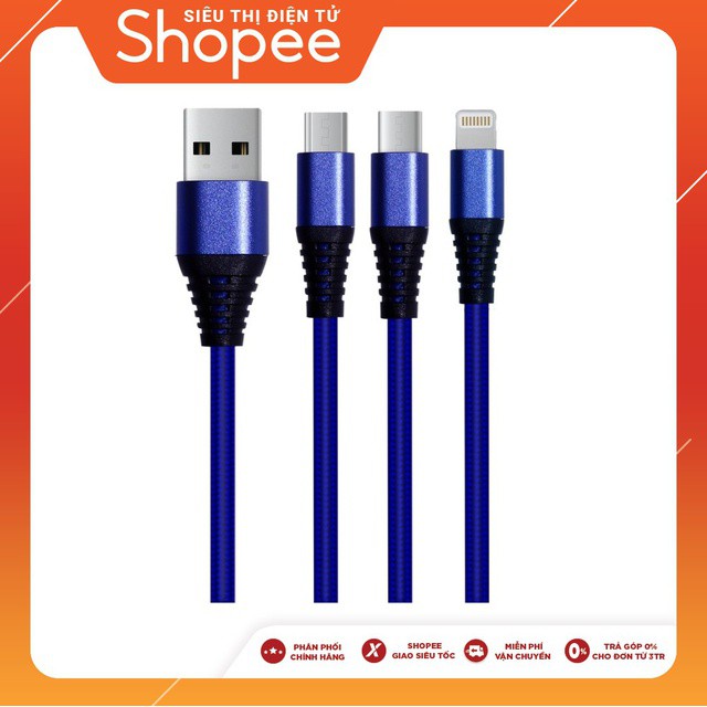 Cáp sạc Genshai 3 in 1 KL301 (Giao Màu Ngẫu Nhiên) - Hãng Phân Phối Chính Thức