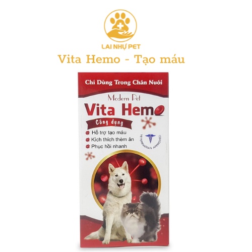 Vita Hem Hỗ trợ tạo máu Kích thích thèm ăn Phục hồi nhanh CHO THÚ CƯNG CHÓ MÈO Chai 100ml Thương hiệu Thái Lan - LAI NHỰ