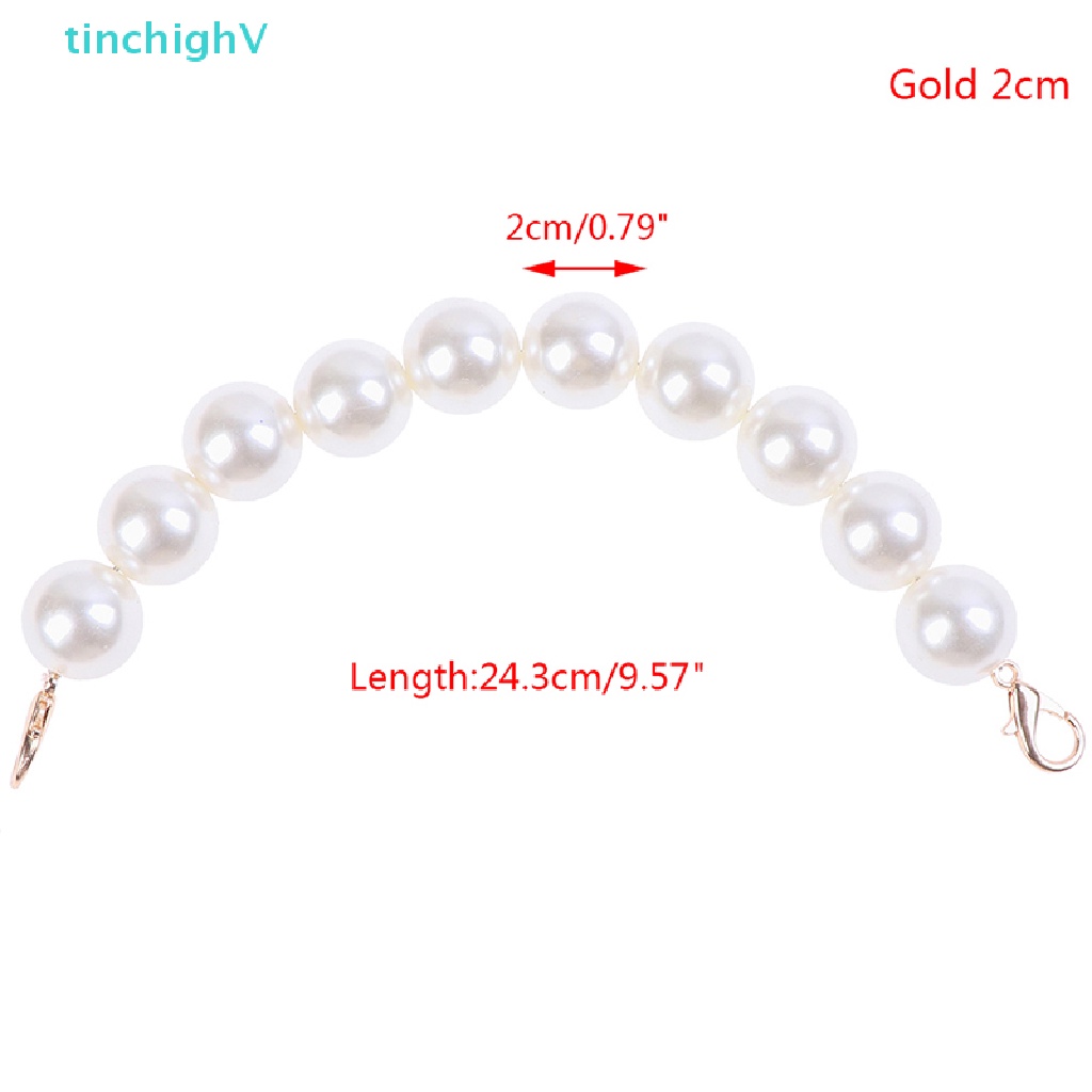 [TinchighV] 1x Dây Đeo Túi Xách Đính Ngọc Trai Nhân Tạo Khổng Lồ Có Tay Cầm Trên Kiểu Cổ Điển DIY