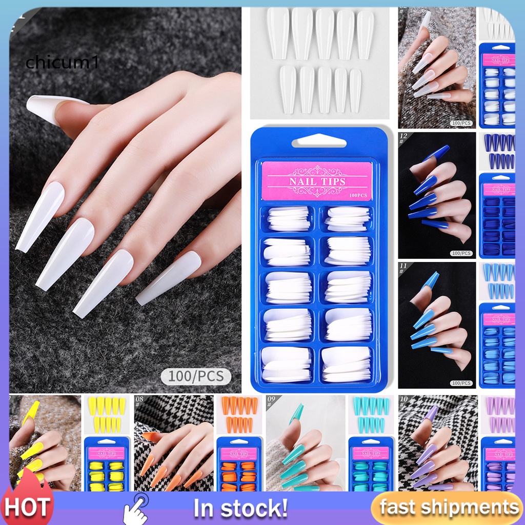 Hộp 100 Móng Tay Giả Bằng Nhựa Abs Dài Nhỏ Gọn Dành Cho Nữ