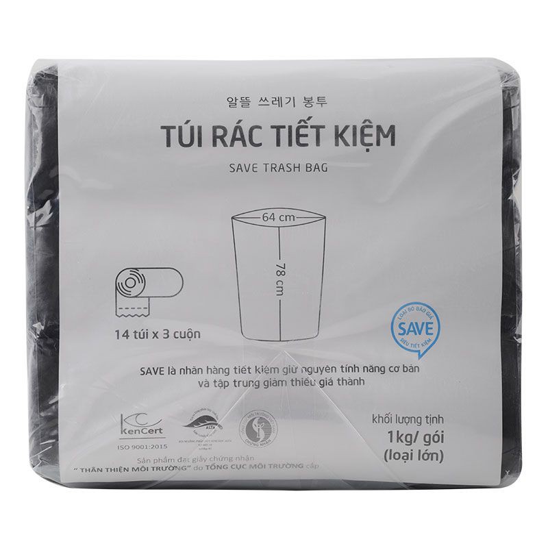 Túi rác CL màu đen 1 kg 64x78 cm ( loại lớn )