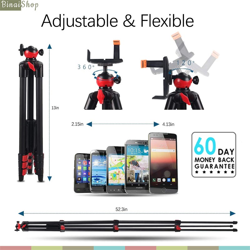 [Mã 159ELSALE hoàn 7% đơn 300K] CHÂN ĐẾ TRIPOD CHỤP HÌNH CHO ĐIỆN THOẠI, MÁY ẢNH ZOMEI T60