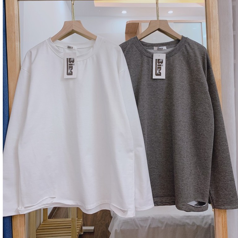 Áo sweater dáng dài form rộng kiểu dáng rách cá tính vanmiushop