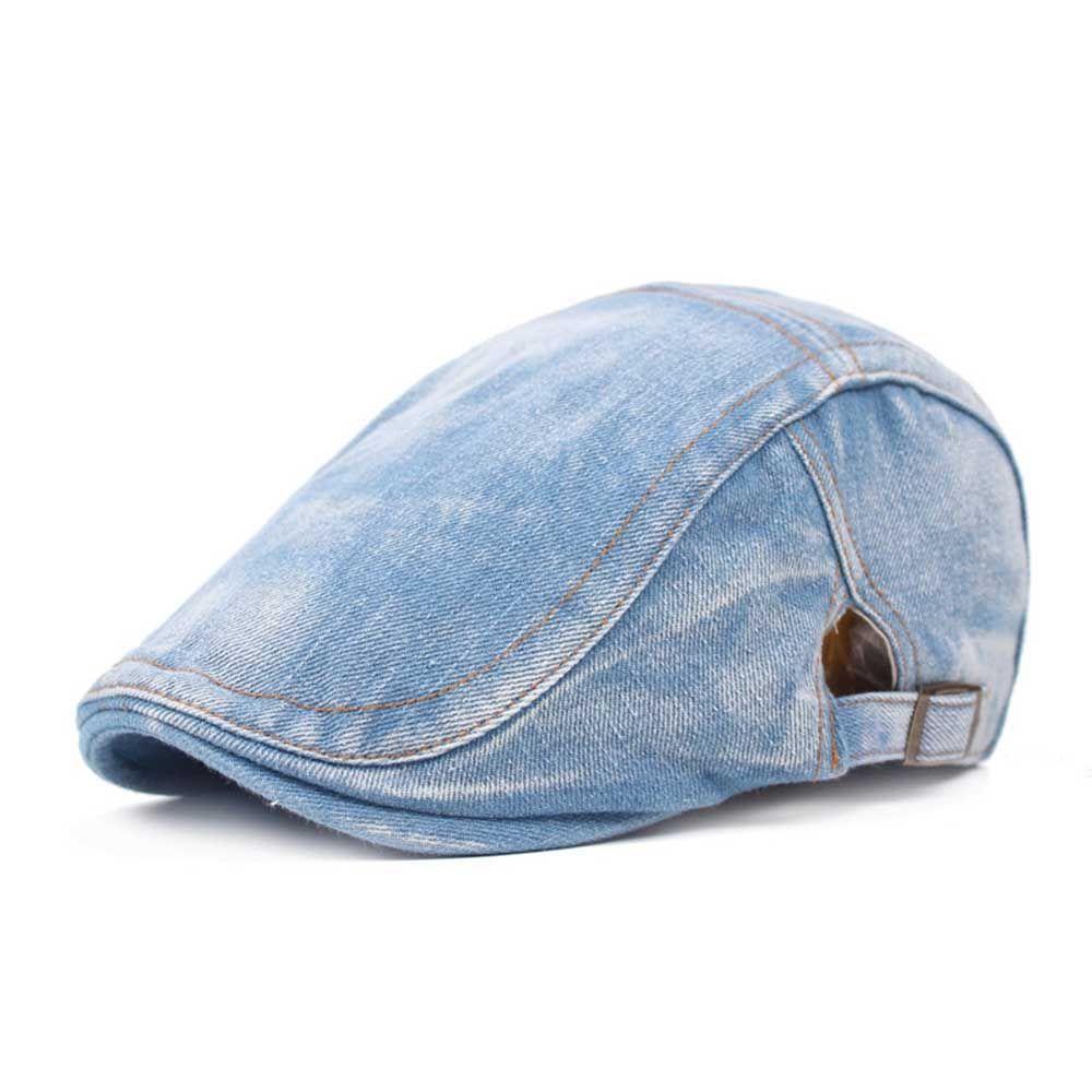 Lilyes Mũ Beret Denim Màu Trơn Có Thể Điều Chỉnh Cho Lái Xe