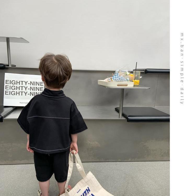 Bộ Áo Thun Tay Ngắn Và Quần Yếm Phong Cách Hàn Quốc Dành Cho Bé Trai
