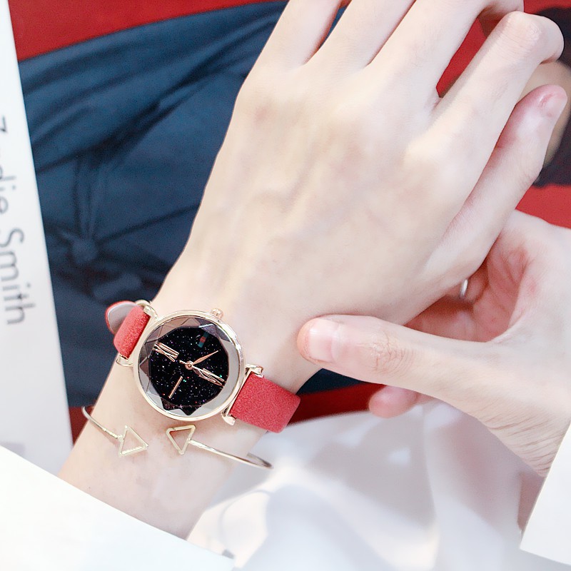 Đồng hồ nữ 1102 dây da lộn mặt tròn 3D | BigBuy360 - bigbuy360.vn