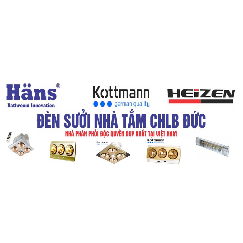 Đèn sưởi nhà tắm Heizen 3 bóng vàng HE3BR (có điều khiển từ xa)