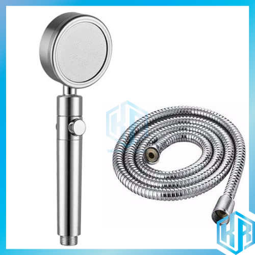 Tay sen tăng áp hợp kim nhôm đúc bạc cao cấp có nút bật tắt trên thân , xoay 360 độ tặng kèm dây cấp nước inox - QM050