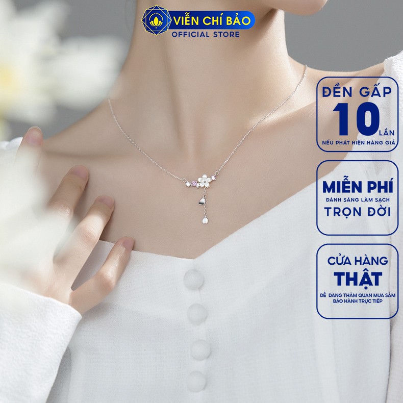 Dây chuyền bạc nữ mặt Hoa Anh Đào chất liệu bạc 925 thời trang phụ kiện trang sức nữ Viễn Chí Bảo D400513