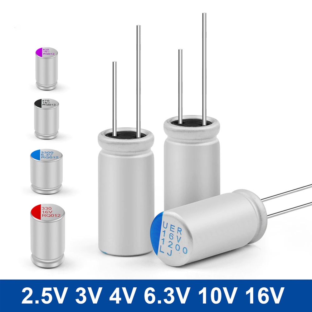 Set 5 Tụ nhôm rắn Cắm Dip lọc nguồn xung Cao tần LSR Aluminum polymer capacitor 6.3V 7.5V 14V 16V 25V 220uF 390uF 560uF