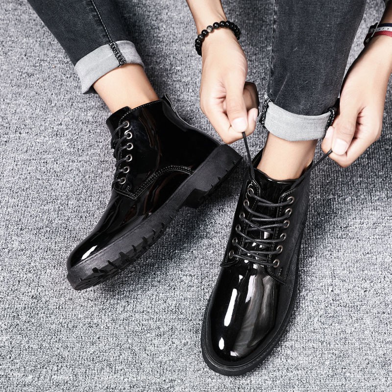✚✟Giày da nam cao cổ thu đông 2020 thanh niên sinh viên Hàn Quốc Martin boots mọi đế dày chống trượt