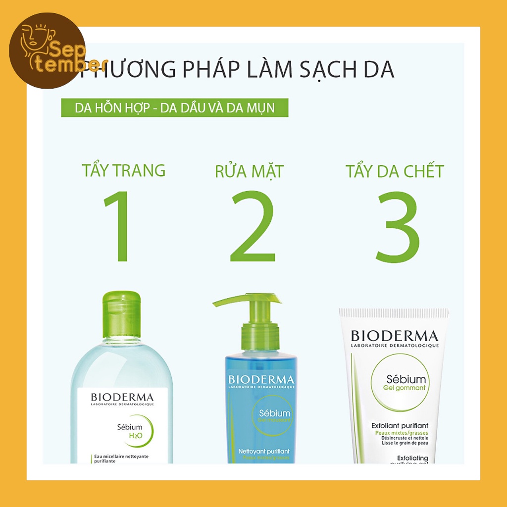 Nước tẩy trang Bioderma hồng và xanh, nước tẩy trang da nhạy cảm, da dầu - september249.vn