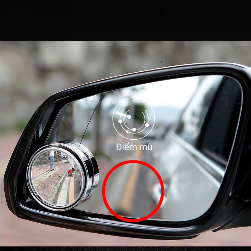 Gương cầu lồi 360 độ có viền gắn gương chiếu hậu xe hơi ô tô xe máy
