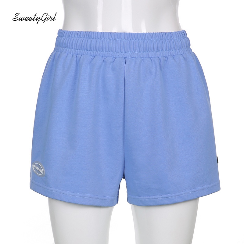 Quần Short Thể Thao Lưng Thun Cao Co Giãn Màu Trơn 2022 Dành Cho Nữ