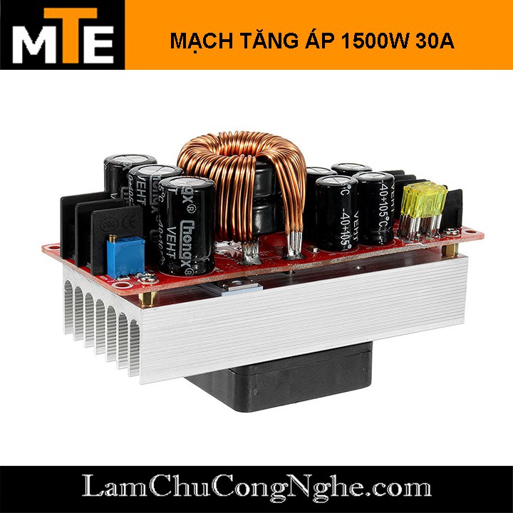 Mạch tăng áp 1500W 30A DC-DC 10-60V lên 12-90V Kèm quạt tản nhiệt