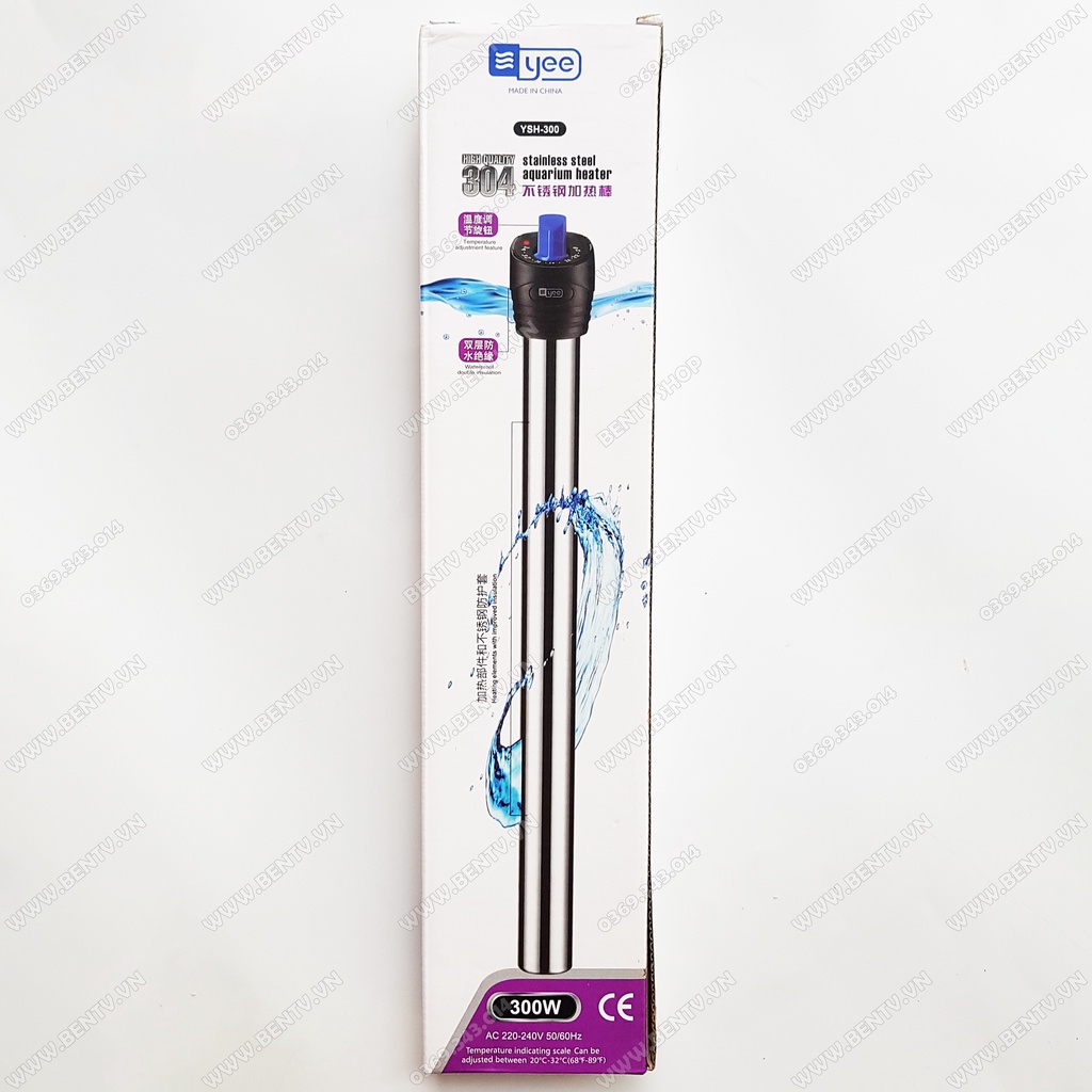 Máy Sưởi Inox Cho Bể Cá YEE 300w (Bể Dưới 300L Nước)