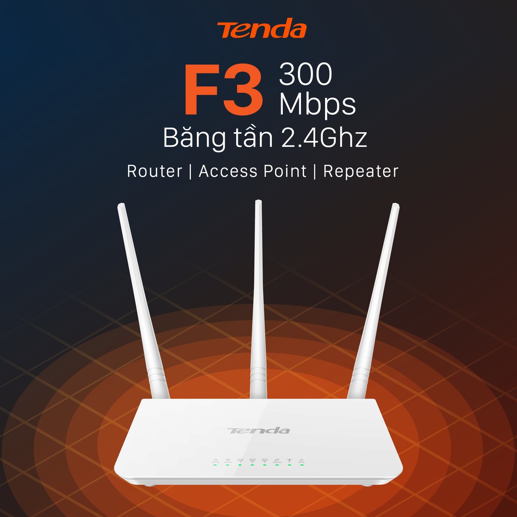 Thiết bị phát Wifi Tenda F3 Chuẩn N 300Mbps - Hãng phân phối chính thức