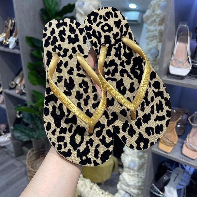 Dép tông thái xỏ ngón in da beo 3D siêu đẹp
