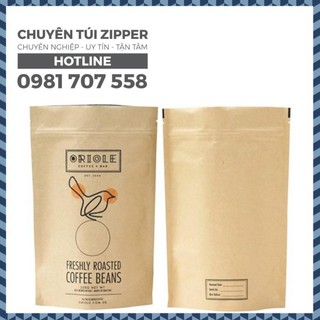Túi zip kraft đáy đứng, túi zip giấy 10x15 đóng 100gr bột _ aly