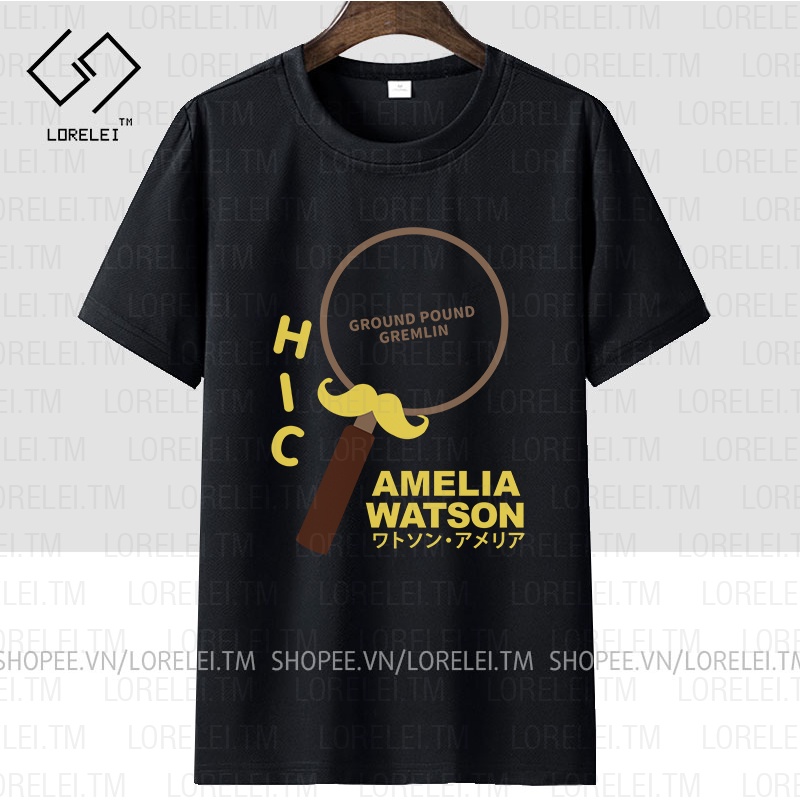 Áo thun Hololive Amelia Watson (Black) ngắn tay