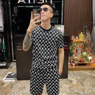 Bộ đồ hè nam cổ tròn ngắn tay vân chữ Aru shop