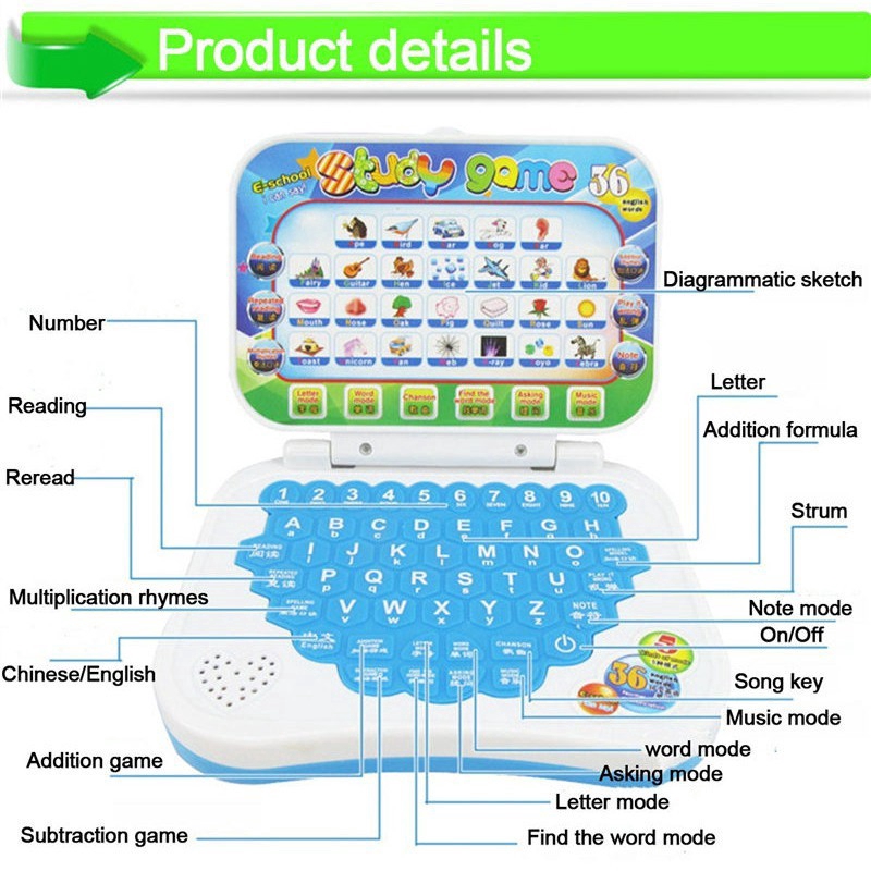 Set đồ chơi máy tính xách tay hỗ trợ tư duy cho bé