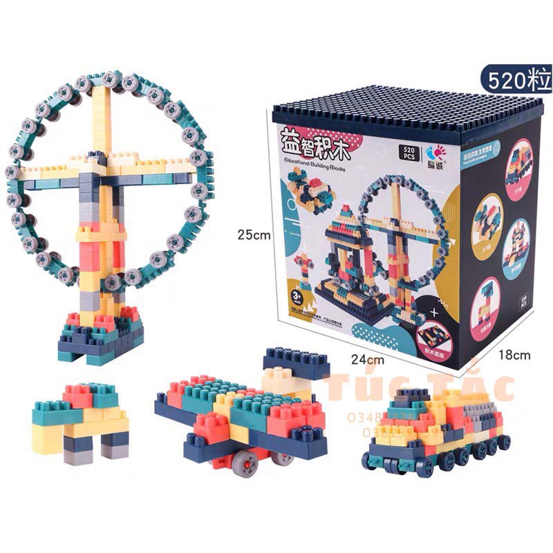 BỘ ĐỒ CHƠI LEGO GHÉP HÌNH 520 CHI TIẾT SIÊU TRÍ TUỆ CHO BÉ YÊU - Chợ Túc Tắc